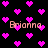 Black background with scattered pink pixelated hearts and repeated light brown text 'Brianna' in a retro digital style.