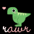 A 4-frame animated contact sheet showing a green pixelated dinosaur with pink hearts and the word "raur" in cursive text, each frame displaying slight variations in pose and heart position.