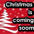 Pixelated holiday-themed buddy icon with red background, white tree, and text "Christmas is coming soon" above a penguin in Santa hat with "What did you say?" text.