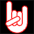Pixelated red and white hand gesture on black background with green text reading Original Icons .com on dark green backdrop.