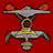 A pixelated static image of a stylized figure with outstretched arms and legs against a solid red background, featuring multicolored pixel blocks in its form.