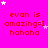 A bright pink background displays repeated red text "evan is amazing=] hahaha" with scattered white and light purple stars, some of which shift position across frames.