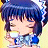 Pixelated anime-style character with blue hair and cat ears holding a white object against a yellow background, next to black with white text