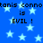 Blue background with light blue stars and repeated black text reading 'tanis connotanis conno is EVIL !'