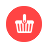 Red circular icon with white border containing white trash bin symbol on solid red background.