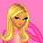 Pixel art contact sheet showing multiple frames of a pink-themed animated icon featuring a blonde cartoon woman and Pink Panther characters with repeated text elements.