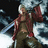 Pixelated character in red jacket and brown pants holding a sword against a dark background, with red text reading "DEVIL" and "MAY CRY" on red