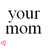Pixelated text 'your mom' on white background with pink heart, next to pixelated seal-like animal on light blue background.
