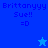 Pixelated blue background with text 'Brittanyyy Sue!! =D' and a star symbol in two distinct color variations.