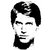 Pixelated grayscale portrait of a person with short dark hair, closed eyes, and a beard, rendered in low-resolution digital art style.