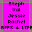 Static pixel art displays names on bright pink background with green and gray borders, bottom text reads 'BFFS 4 LIFE' in black block letters.