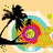 Pixelated beach scene with palm tree, rainbow, and text "Summer 09" and "cant wait!" on colorful backgrounds.