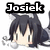 Pixelated anime-style character with dark hair and wide eyes, overlaid with a black banner displaying 'Josiek' in white block letters.