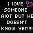 Pixelated text on black background with pink heart symbol, displaying 'i love someone aiot but he doesn't know yet!!!!' in white block letters.