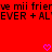 Red background with pixelated text and two pink hearts at the bottom, displaying a phrase about friendship.