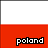 Red and white pixelated with 'poland' text, yellow letter variations across frames