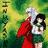 A 48x48 pixel animated contact sheet showing three frames of an anime-style buddy icon featuring characters from Inu Yasha, with visible character poses and background elements across sampled frames.