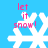 Pixelated snowflake icon with pink text 'let it snow!' on blue background, showing animation changes