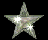 A pixelated star-shaped icon with five points, featuring a gradient of muted green and gray tones against a solid black background.