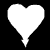 A 4x4 contact sheet of pixelated white icons on black background with red text, showing animation frames for a heart, skulls, crosses, tombstones, and equals signs.