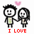 Pixelated cartoon couple holding hands under a pink heart, with red text below changing across frames.