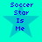 Four identical pixelated star-shaped icons with blue text "Soccer Star Is Me" on a cyan background, arranged in two of two
