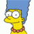 Pixelated cartoon character with yellow skin, blue hair, and red polka-dot dress in static single-frame icon.