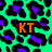 Pixelated icon with four distinct sections: green leopard print, pink abstract shapes, neon stripes, and a gray