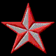 Red and silver stars flank red capital letters B, L, and T on a black background with no visible animation changes.