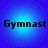 Four identical blue circular icons with gradient backgrounds display the word 'Gymnast' in black pixelated text.