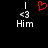 A black background displays two identical pixelated text arrangements with a red heart symbol above the left arrangement.