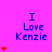 A static image with a bright pink background displays the text "I Love Kenzie" in blue pixelated font, accompanied by red heart symbols.
