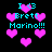 Pixelated icon with cyan text and pink hearts on black background, repeating 'I ❤️ Brett Marino!!!' across multiple instances of the same design.
