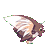 Pixelated animated character with brown and white wings, yellow eyes, and a small beak-like mouth in four sequential poses against gray background.
