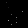 Black background filled with scattered multicolored dots resembling stars, some forming faint streaks; a solid gray rectangle occupies the bottom-right corner.