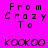 Four display pixelated text 'From Crazy To KOOKOO' on distinct solid backgrounds with varying color schemes