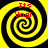 Four identical yellow and black spiral patterns arranged in a with red text reading "Its Yogi" on each spiral