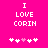Bright pink background with white pixelated text "I LOVE CORIN" and a of five heart symbols below, where the third heart is light pink