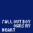 Animated pixel art icon with blue background displaying 'FALL OUT BOY OWNS MY HEART' text, where each letter cycles through green and white colors.