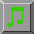 Four pixelated musical notes in green, yellow, orange, and red arranged in a on gray backgrounds with white borders