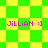 Pixelated green and yellow checkered background with four instances of pink text reading "JILLIAN :)" in a