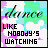 A 4x4 contact sheet of 14 animated frames showing a colorful pixel art icon with the text "dance LIKE NOBODY'S WATCHING" on various pastel backgrounds.