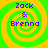 Four identical square arranged in a , each displaying the text "Zack & Brenna" over a yellow and green spiral background