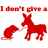 Red pixelated icon with text "I don't give a" above two red animal silhouettes on white background.