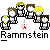 Animated contact sheet showing 10 frames of a pixel art animation featuring stick figures and fire effects with repeated text "Rammstein" below each frame.