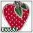 A pixelated strawberry icon with green leaves and white seeds, featuring the name 'KEELEY' in blocky text below.