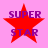 Red star with purple text "SUPER STAR" on pink background, four variations showing pixel-level animation changes.