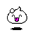Pixelated white character with pink tongue and black outline, two versions showing blush addition on cheeks.