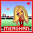 Pixel art contact sheet showing two animated frames of a blonde character in red outfit with 'MEAGHAN' text, stars changing color between frames.