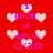 Red background with repeating pink heart shapes and purple text reading "I LOVE U LULU <3<3" in a pattern